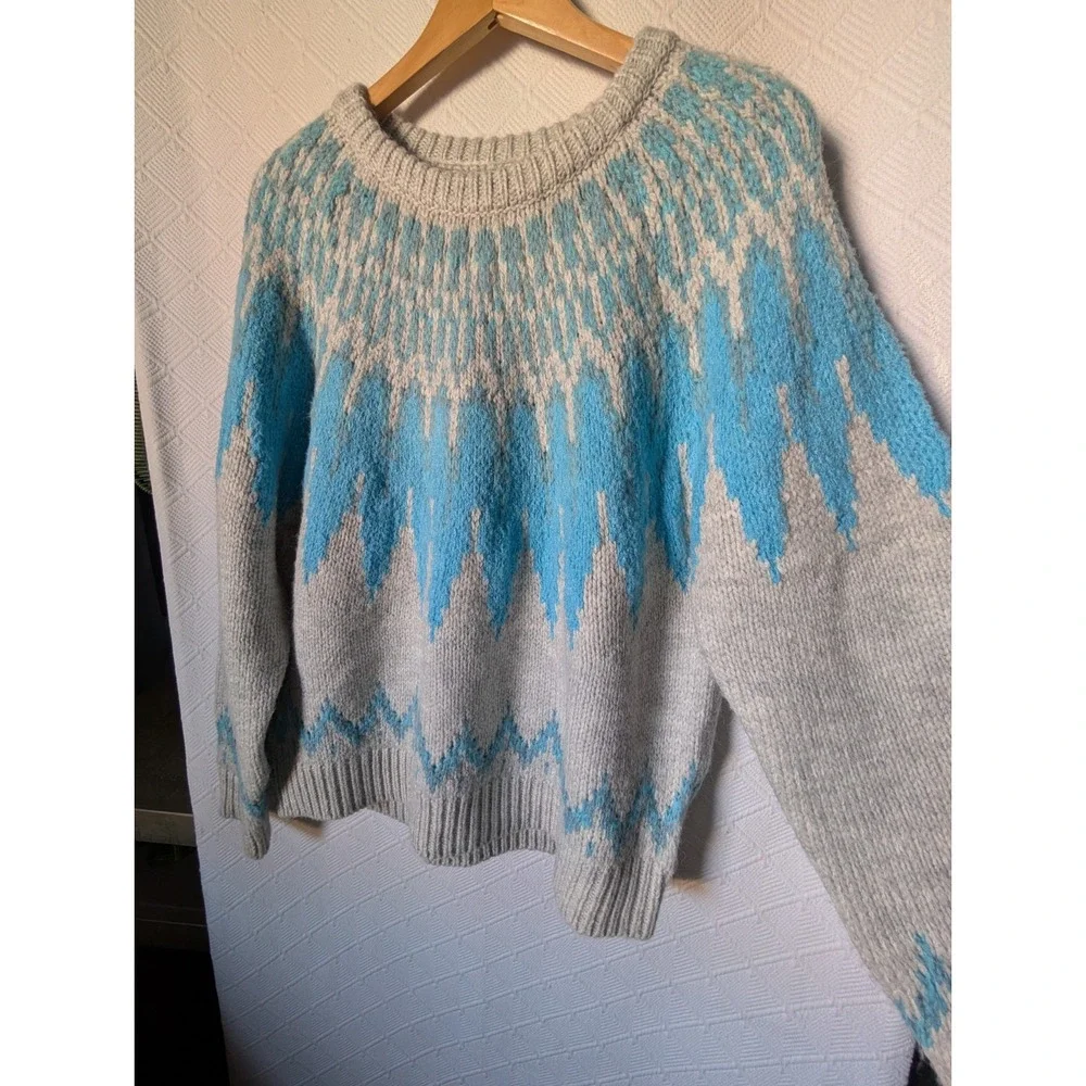 NEW! Sundance L Chunky Knit Fair Isle Pattern Pullover